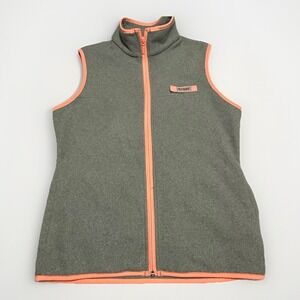 Columbia PFG Women's Small Fleece Vest Gray Pink Trim Full Zip Outdoor Fishing